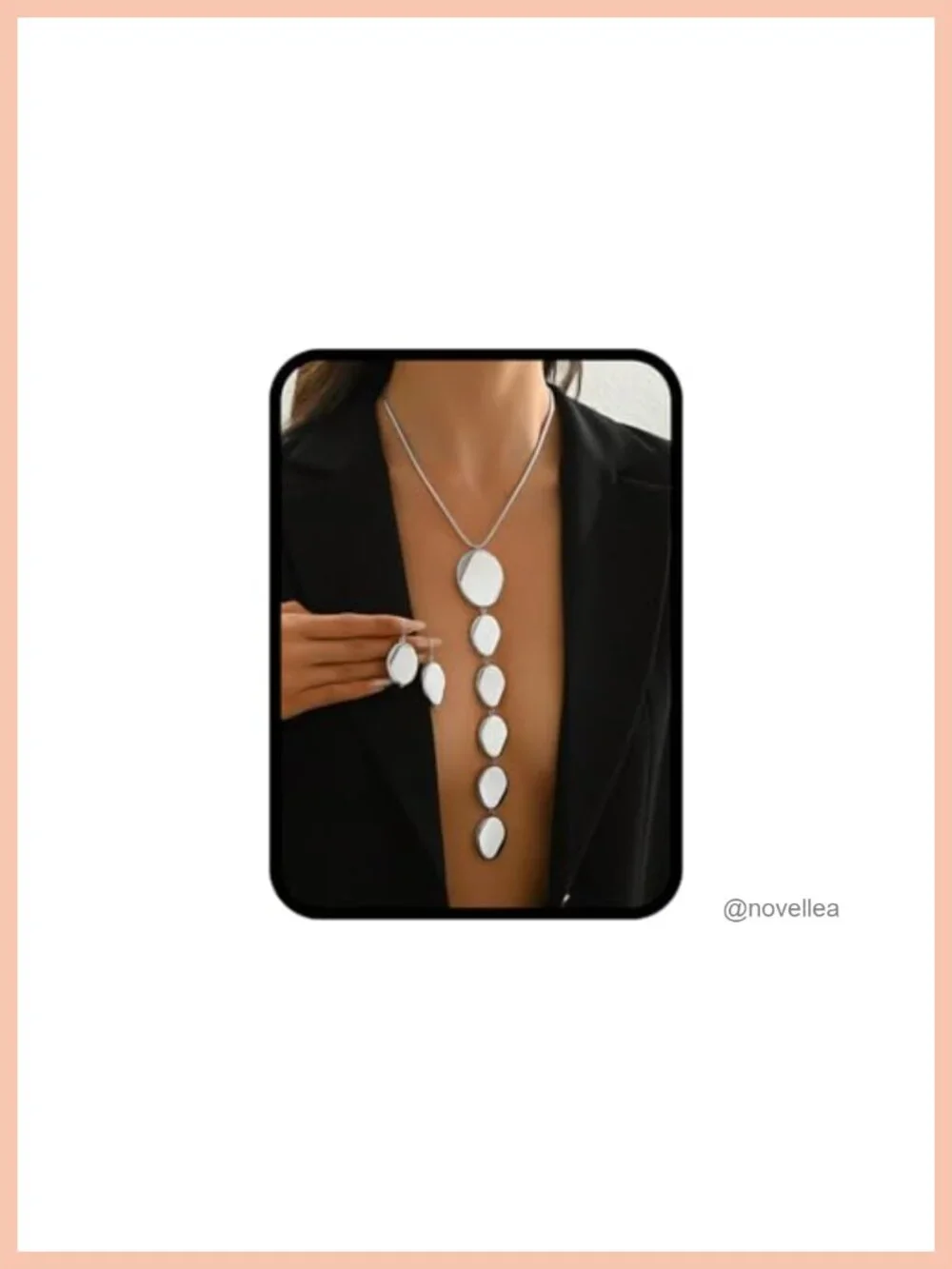 2PCS Geometric Y-Necklace and Earrings Set with Snake Chain